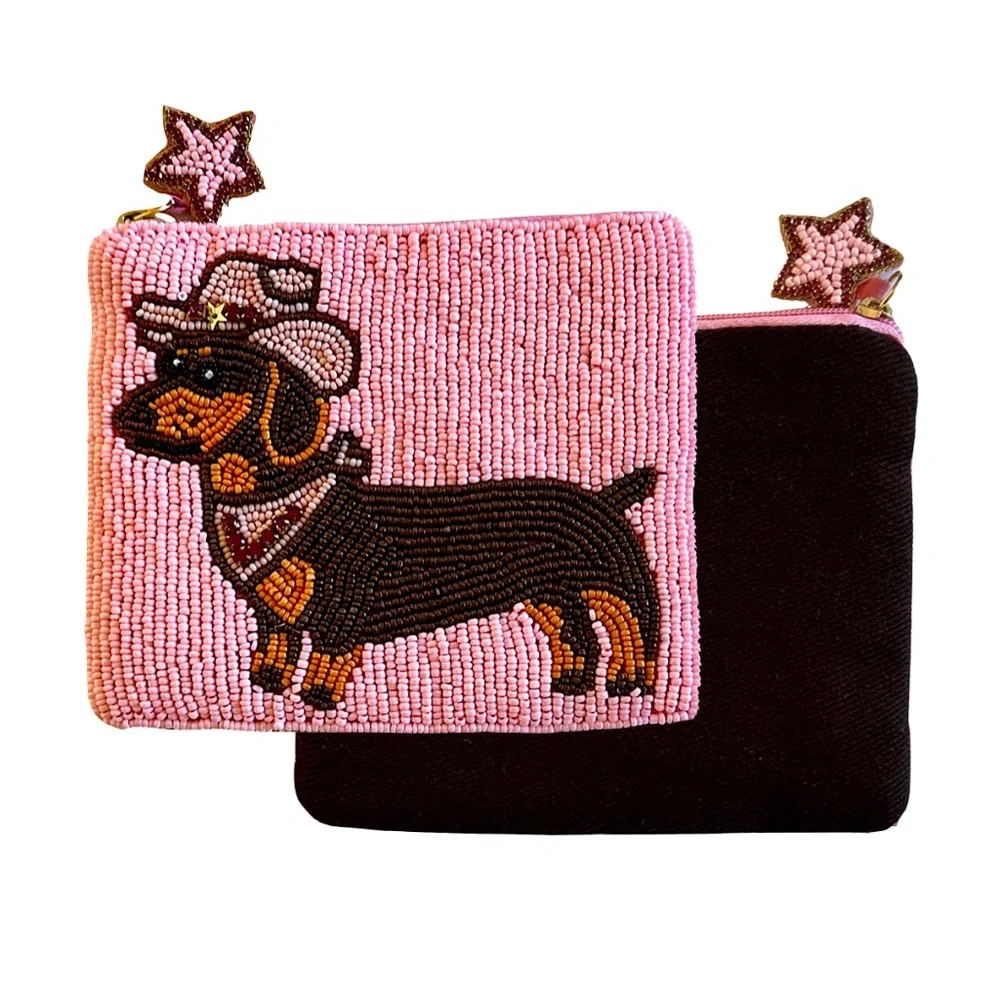 Dachshund Cowboy Coin Purse, Dog Beaded Bag Lily Posh - Picture 3 of 3